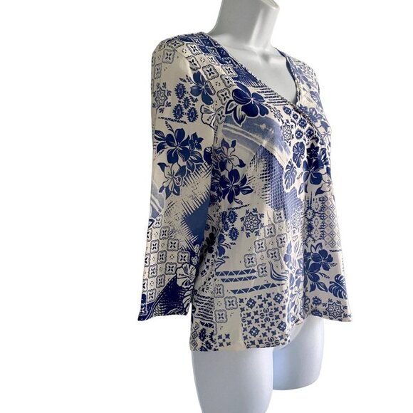 Hearts of Palm Petite Floral Cotton Blend Top Size Petite Small PS - Picture 4 of 7